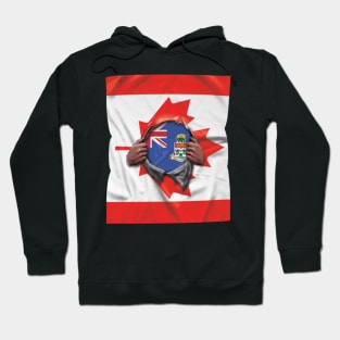 Cayman Islands Flag Canadian Flag Ripped Open - Gift for Caymanian From Cayman Islands Hoodie